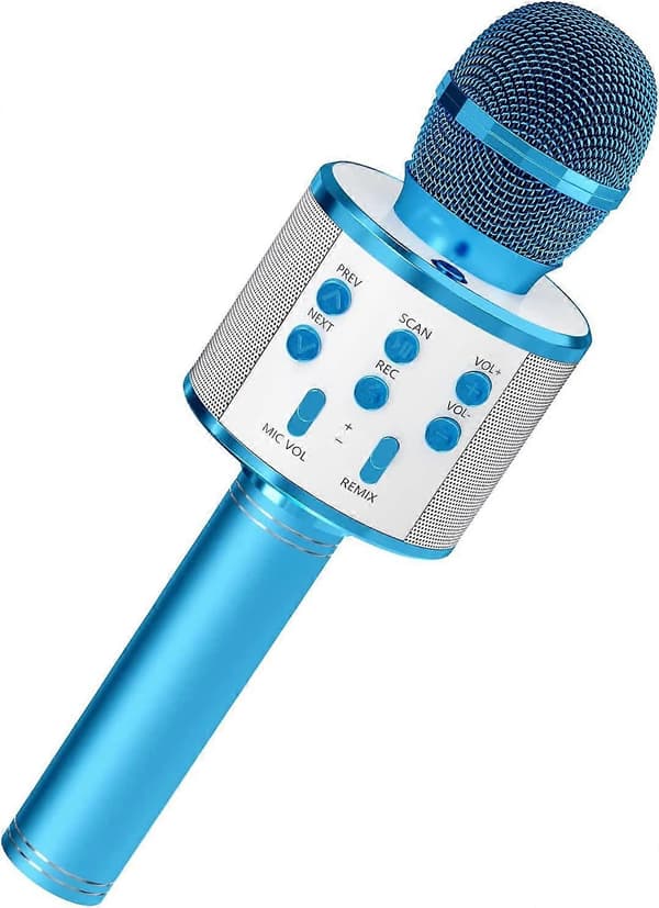 Karaoke mikrofon med høyttaler - Blå