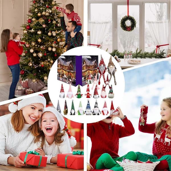 Julkalender med tomte och samlarobjekt Tomtedockor Tomteplyschleksak Nedräkningskalender för tomte