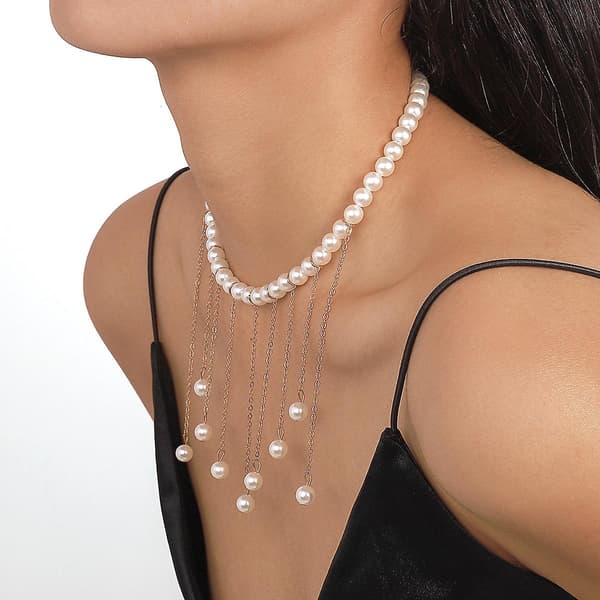 Uttrycksfulla Bröllop Lång Tofs Päron Choker Halsband