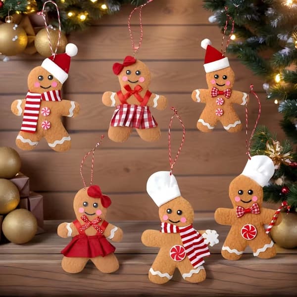 6-delt pepperkakemann juletre dekorasjonssett julepynt