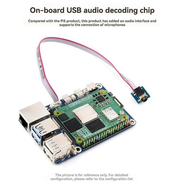 Adapter til CM5 til Pi 5 med GPIO 4-Ch USB-interface understøtter mikrofontilslutning til RPi 5