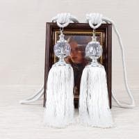 Gardinrem Multifunktionel Pladsbesparende Imitationskrystal Kvast Design White