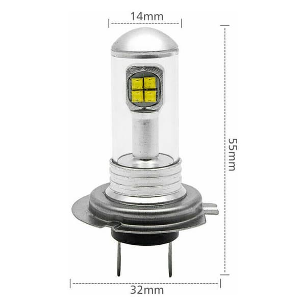 2st H7 160W DRL LED Bilbelysning Fram 6000K Dimljus Vit