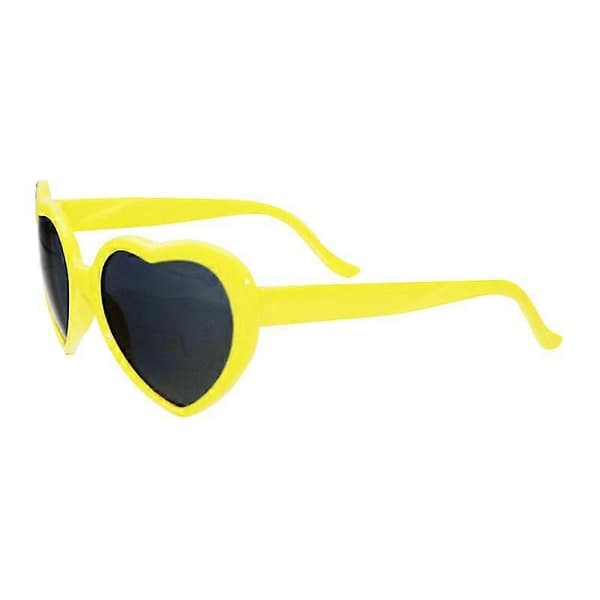 Briller med hjerteformede effekter Se lysene skifte til hjerteform om natten Diffraktionsbriller Dame Mode Solbriller Yellow
