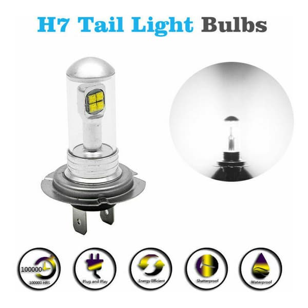 2st H7 160W DRL LED Bilbelysning Fram 6000K Dimljus Vit