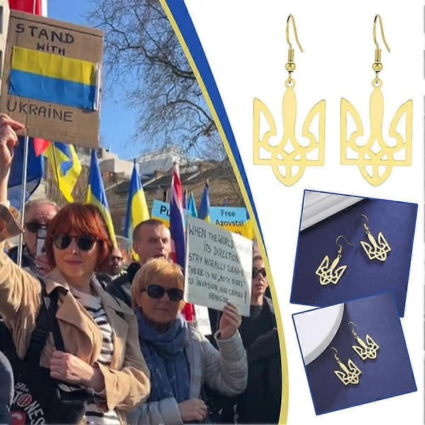 Ukrainske emblem øreringe hule trefork vedhæng øreringe håndlavede bedende øreringe A