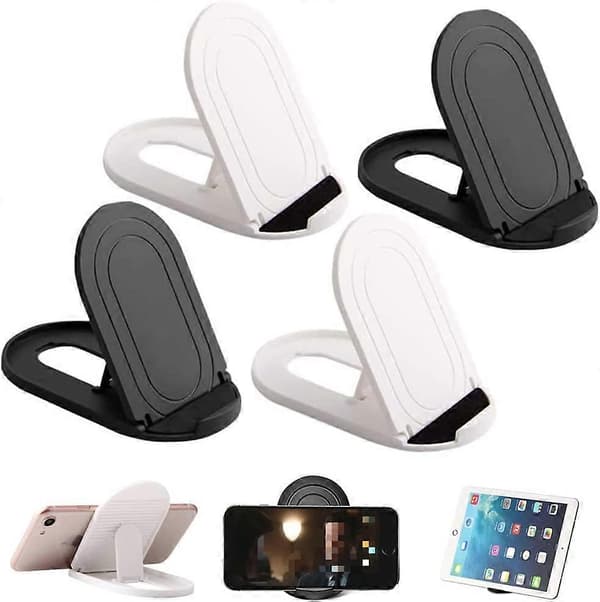 4 stk. foldbare mobiltelefonholdere, multi-vinkel (sort & hvid)