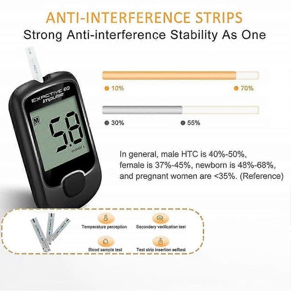 Smart Digital Display Glucometer Bærbart Blodsukker Testsæt med Glucometer Strips 50paper 50pins