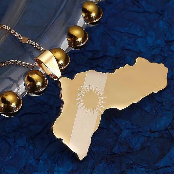 Unik Kurdistan kort halskæde som flag-tema tilbehør Silver Plated