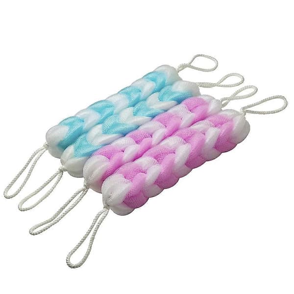 Mesh Loofah Ryggskrubb, Lång Stretch Ryggsvamp, 4-pack (2 Blå + 2 Rosa)