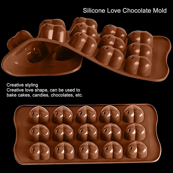 Chokoladeform 2 stk. Emoticon-formede slikforme Søde silikonebageforme Isterningebakke Mini budding Gummy Maker (2 stk. Hjerteformet form)