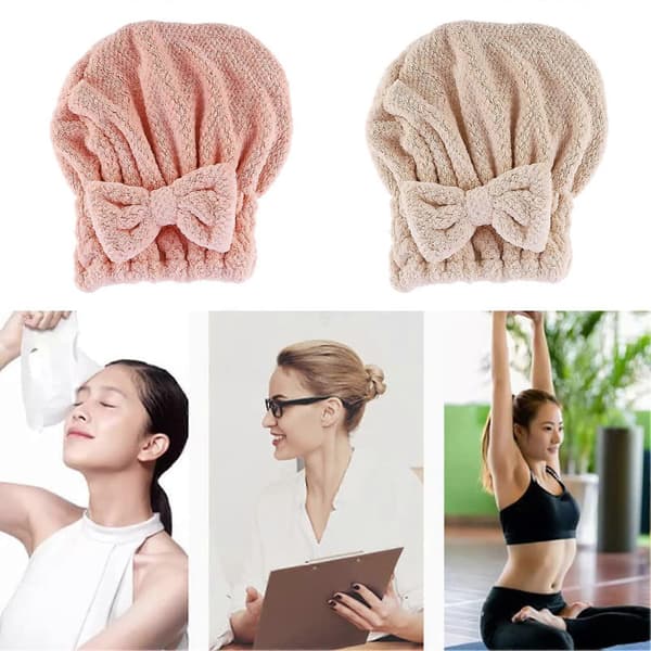 2 stk. Mikrofiber Hårtørrer Håndklæder, Hårtørrer Hætte til Vådt Hår