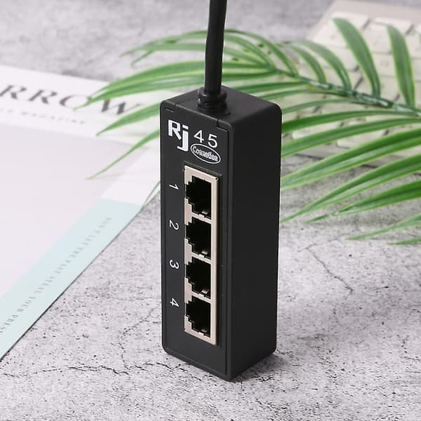 RYRA 4 I 1 RJ45 LAN-stik Ethernet-netværkssplitteradapterkabel 1 han til
