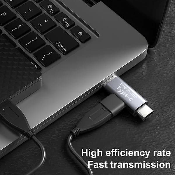 Type-C Hun til Lightning Han + Type-C Han 2-i-1 Mobiltelefon Tablet Opladningsadapter