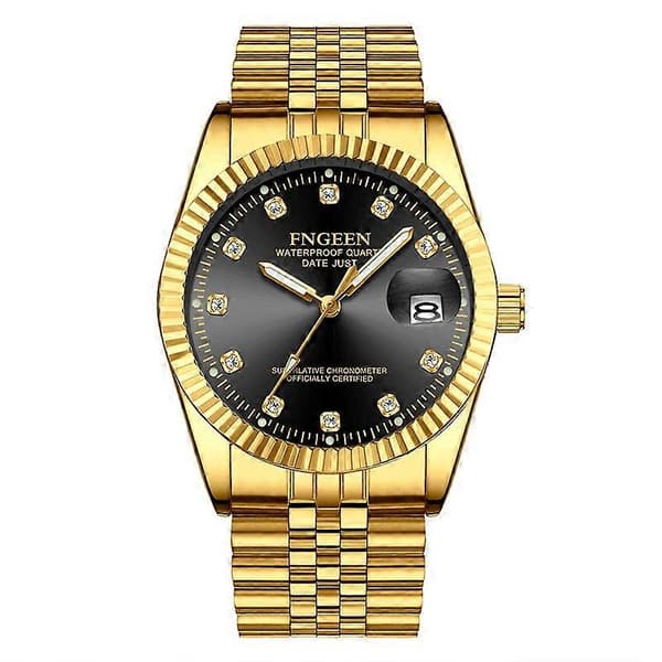 FNGEEN 7008 Herrklocka Full Gold Black Surface