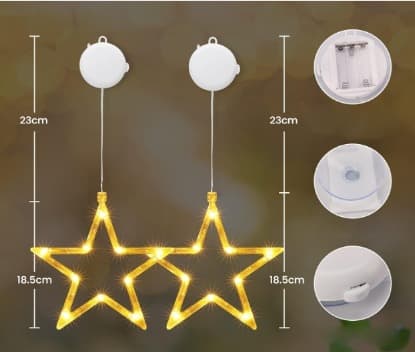 Stjerne Julelys, 10 LED Vindue Lys