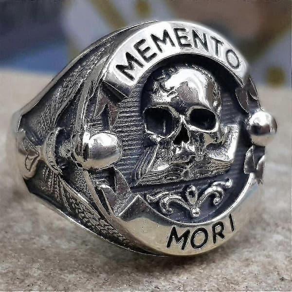 Sterling Sølv Memento Mori Kranie Ring 14