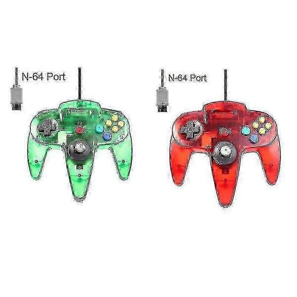 2-pakning Klassisk Kablet N64-kontroller Retrospill 64-bit Gamepad Joystick Erstatning