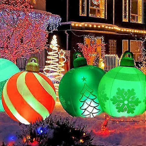 60 cm LED lysende oppustelig julekugle udendørs juleoppustelig pynt Style 2