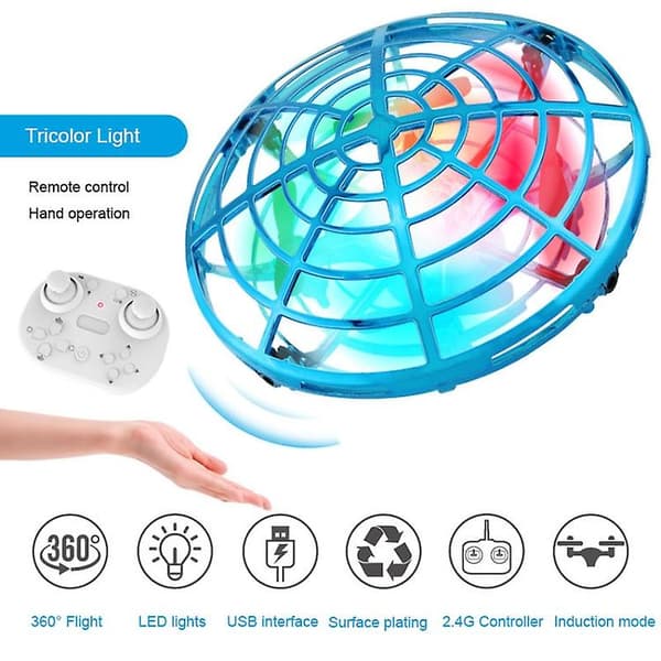 Färgglada Ljus 5 Induktions Quadcopter Ufo Mini Drönare Blue