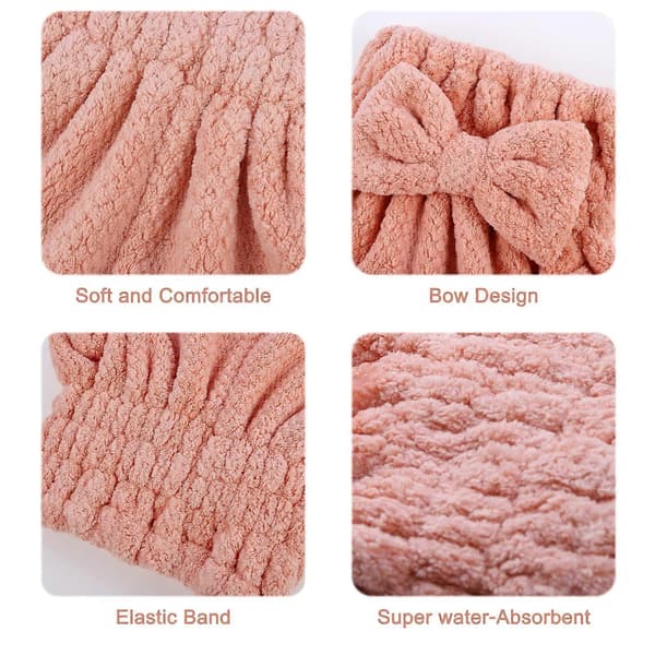 2 st Mikrofiber Hårtorkhanddukar, Hårtorkhätta för Vått Hår