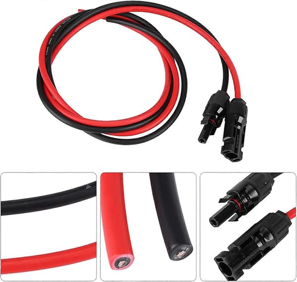 4mm / 12AWG Solpanel Forlængerkabel (3m Rød + 3m Sort)