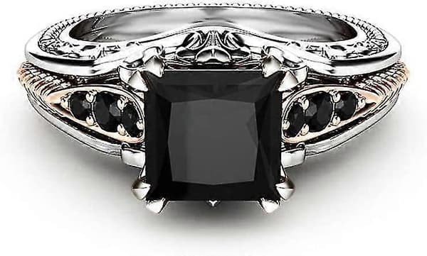 Evig 925 Sterling Sølv Sort Turmalin Ring ny
