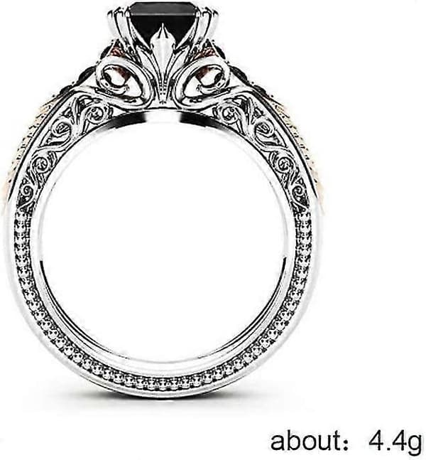 Evig 925 Sterling Sølv Sort Turmalin Ring ny