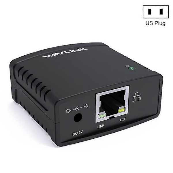 WAVLINK NU72P11 100Mbps Netværksprinterserver USB 2.0 Netværksprinter Strømadapter