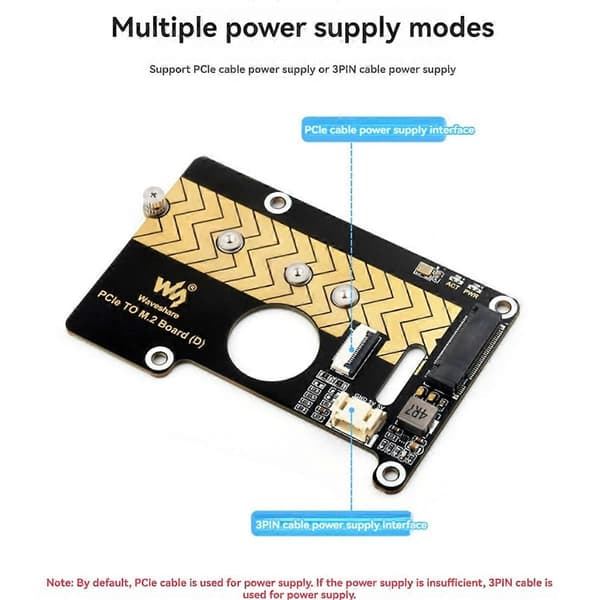Waveshare PCIe til M.2 Adapterkort for Raspberry Pi5 Overføringsmodul