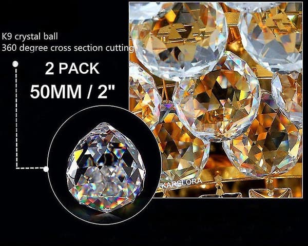 Klar Glas Kristallkula Prisma Hänge 50mm 2-pack