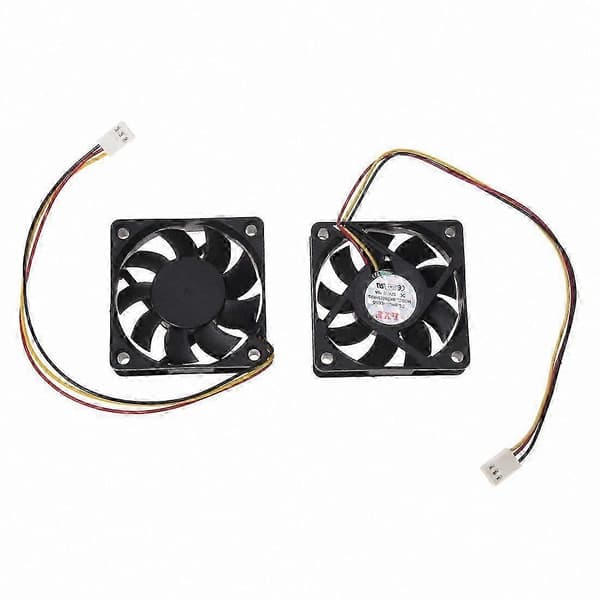 12V DC 60mm Køleventilator til CPU, 3-Pin Stik, Sort, 2-Pak