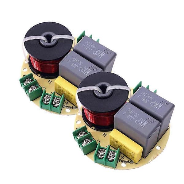 2 st 2-vägs 100W DIY Högtalarfilterkrets Diskant Bas Frekvensdelare 2-enhets Hemmabio Hifi Stereo Ljud Crossover Filter