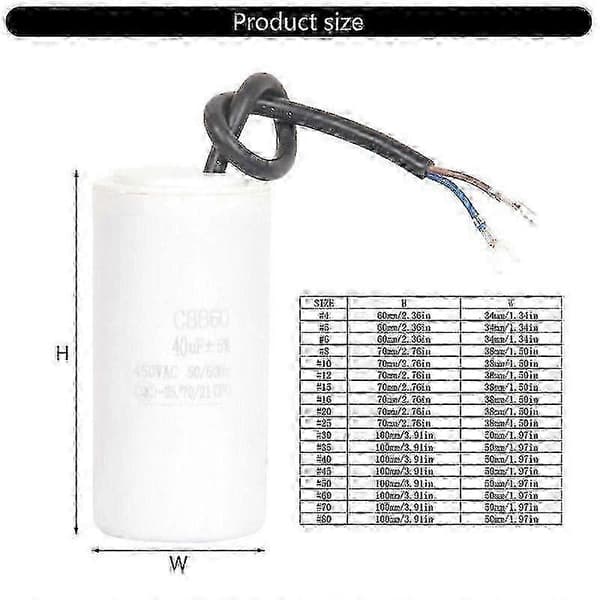 CBB60 450VAC 70uf Motor Start- og Driftkondensator