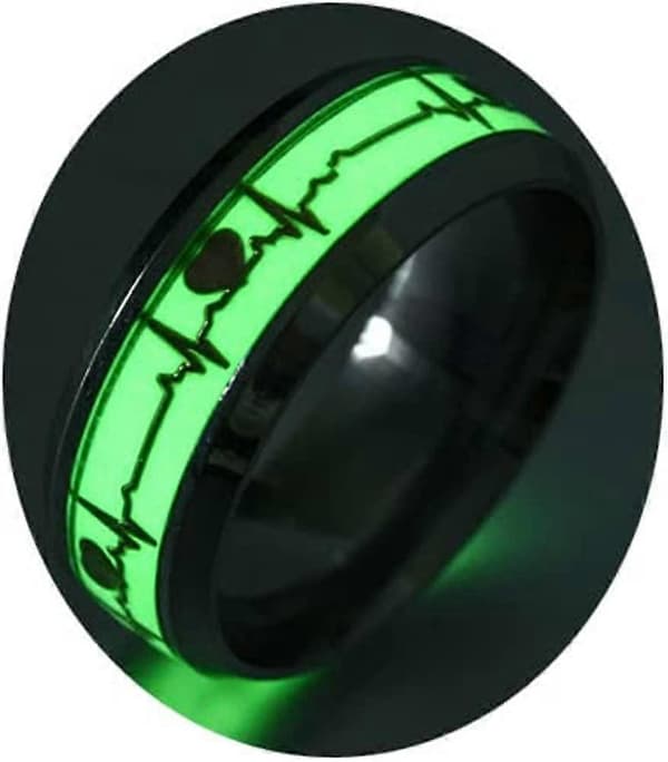 Glødende Ringe Rustfrit Stål Ringe Til Kvinder DrengeVenus Orb Ring Hjerte Glød I Mørket Trendy Søde Ringe Til Mænd Fine