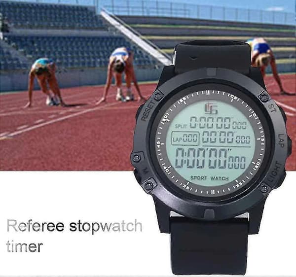 Fodbolddommerur med timer, timer, natlys, nedtælling, stopur, sportslærer-spil, stort display (sort)