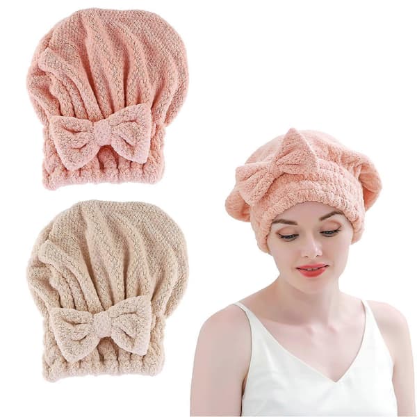 2 stk. Mikrofiber Hårtørrer Håndklæder, Hårtørrer Hætte til Vådt Hår
