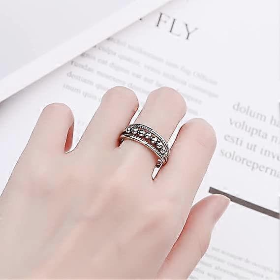 Angstring for kvinder, sølv fidget ring mod angst, spinnerring justerbar ring til kvinder mænd piger, sølvbelagte stressaflastningsgaver til
