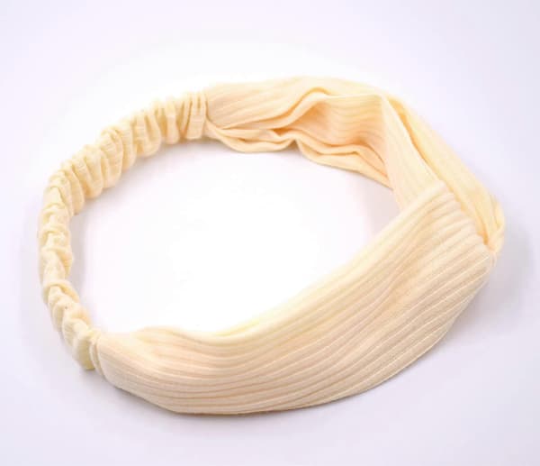 Hodebånd for jenter, vridd bandana elastisk pannebånd stretch strikket bomull hodebånd kvinner jenter aprikosfarge