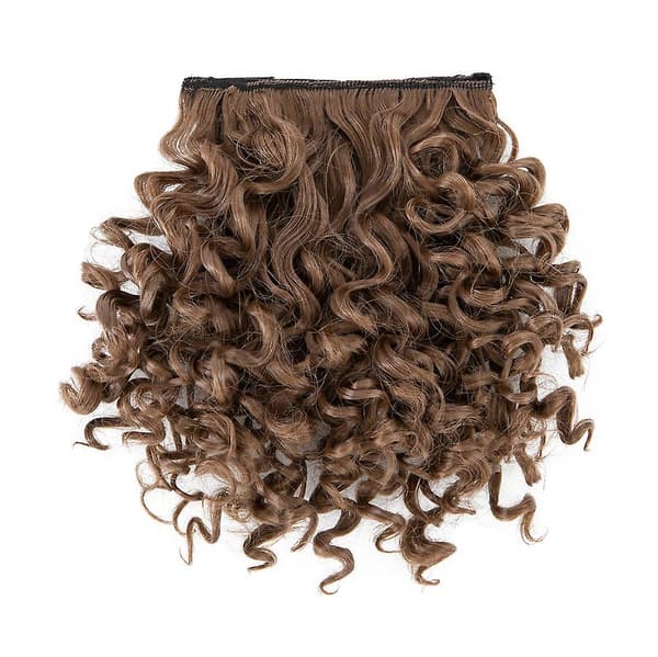 6-tommers Afro Bangs Krøllete Pannelugg Extensions Clip in Pannelugg light brown