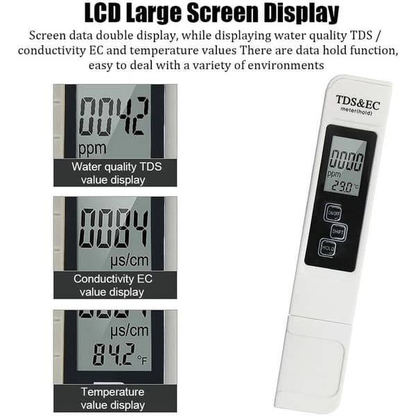 PH-mätenhet, LCD stor skärm tre-i-ett PH-testcell, PH-värde mätenhet, digital PH-mätare, PPM-mätenhet