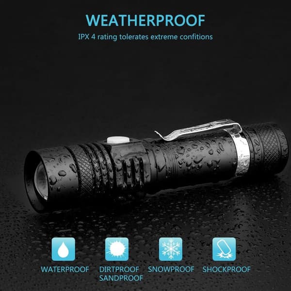 Mini USB Genopladelig Iriserende Lommelygte XML-T610W Aluminiumlegering Udendørs Belysning