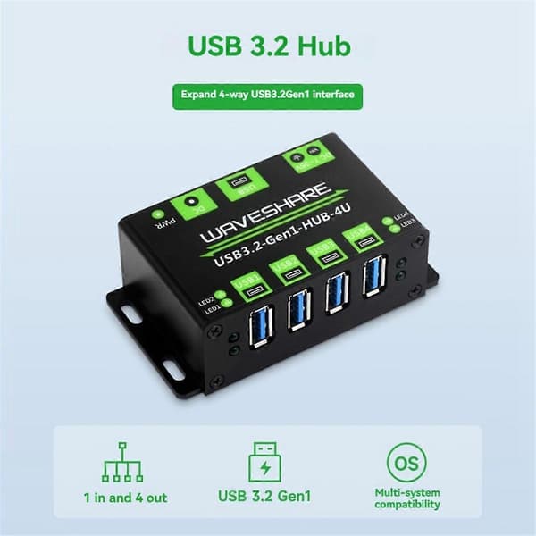 USB3.2 HUB 4U Udvidet 4-vejs USB 3.2Gen1 Interface 5Gbps Industriel HUB Adapter Kompatibel med