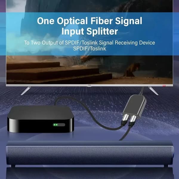 Digital Toslink Fiber Optisk Lydkabel Adapter 1 til 2 Splitter