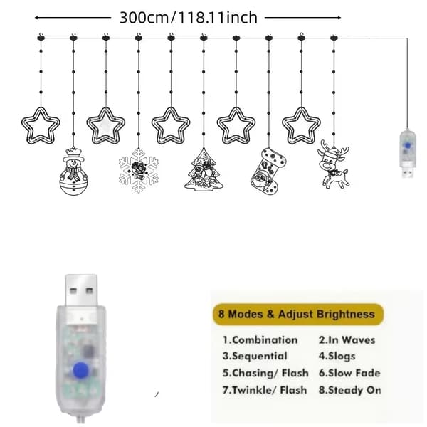 DIY Julelys 8 Tilstande LED Julelyskæde