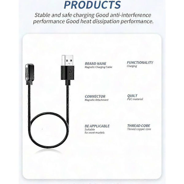 2-pak magnetisk USB-ladekabel til PLAUD Note AI-stemmeoptager, kompatibel med Plaud Note Ref: 2592