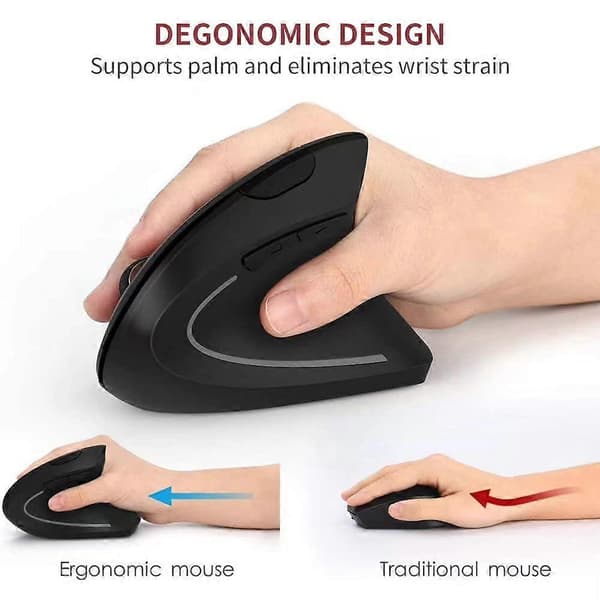 Ergonomisk mus, vertikal trådlös datormus 2.4G