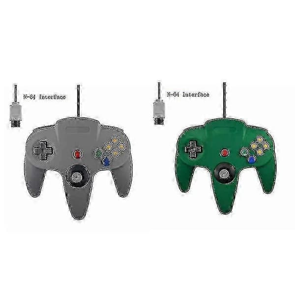 2-pakning Klassisk Kablet N64-kontroller Retrospill 64-bit Gamepad Joystick Erstatning