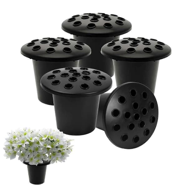 Sorte Gravblomstholdere, Mindevaser til Grave, Gravblomstpotter til Indsættelse ved Graven, Gravvase til Gravdekoration [jkw] 4 pcs