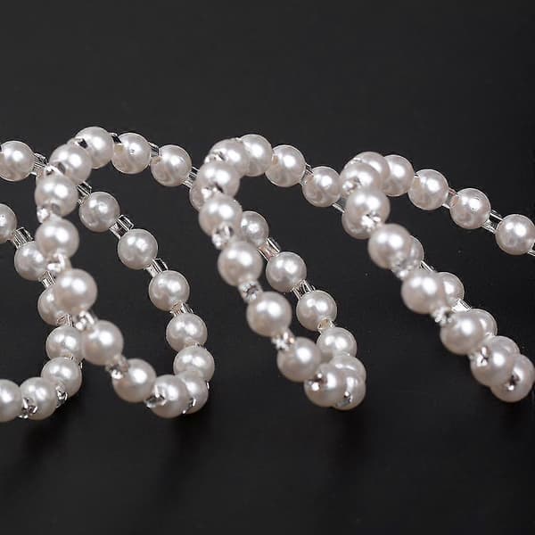 Glitrende Diamanter Perle Elastisk Armbånd - 7 Rader Art Deco Brudesmykker Silver